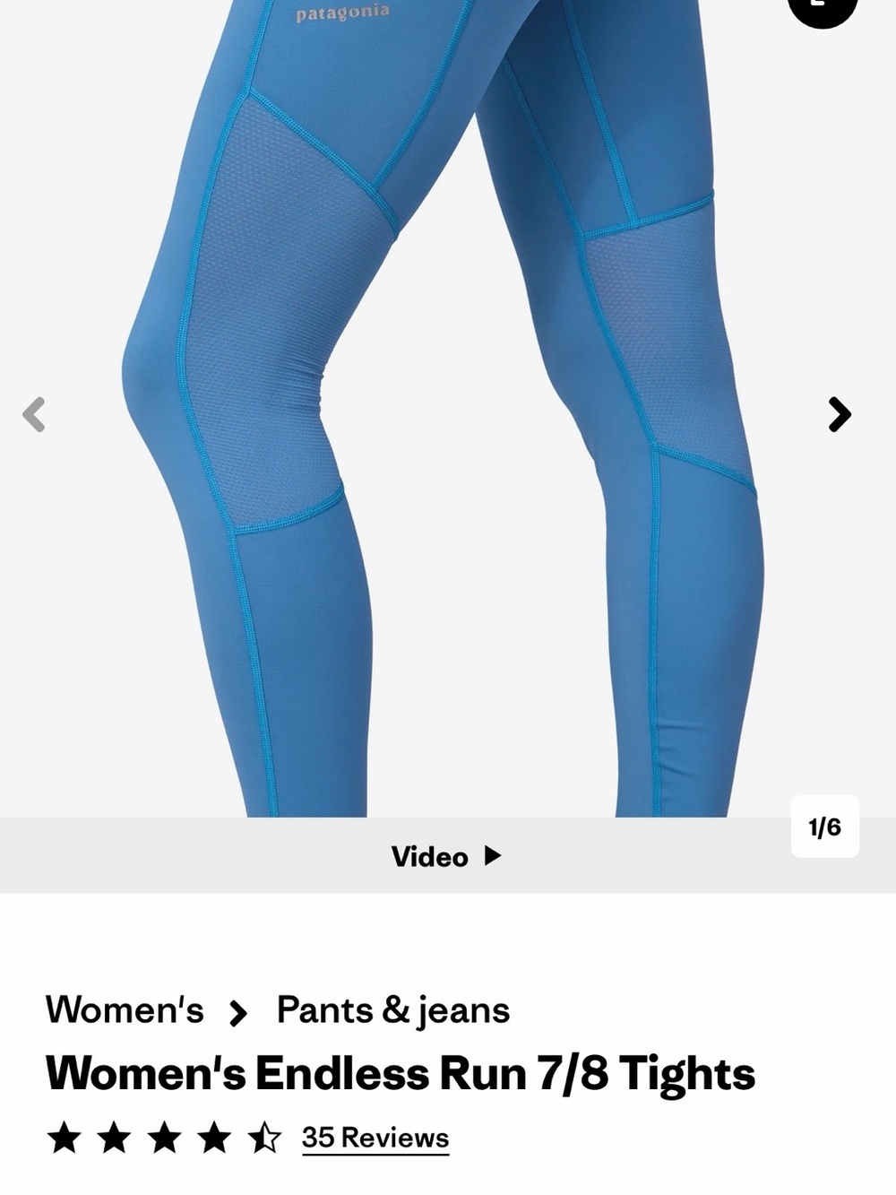 Patagonia Women's Endless Run 7/8 Tights - Vessel Blue NWT size small